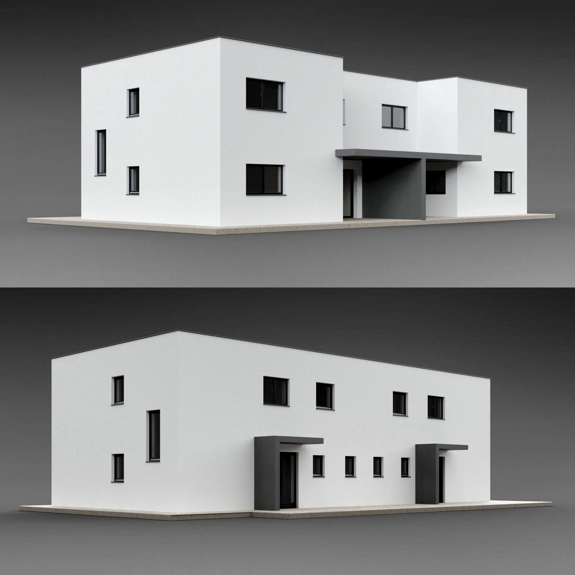 Duplex house Amlach 3D Model .c4d .max .obj .3ds .fbx .stl .blend 