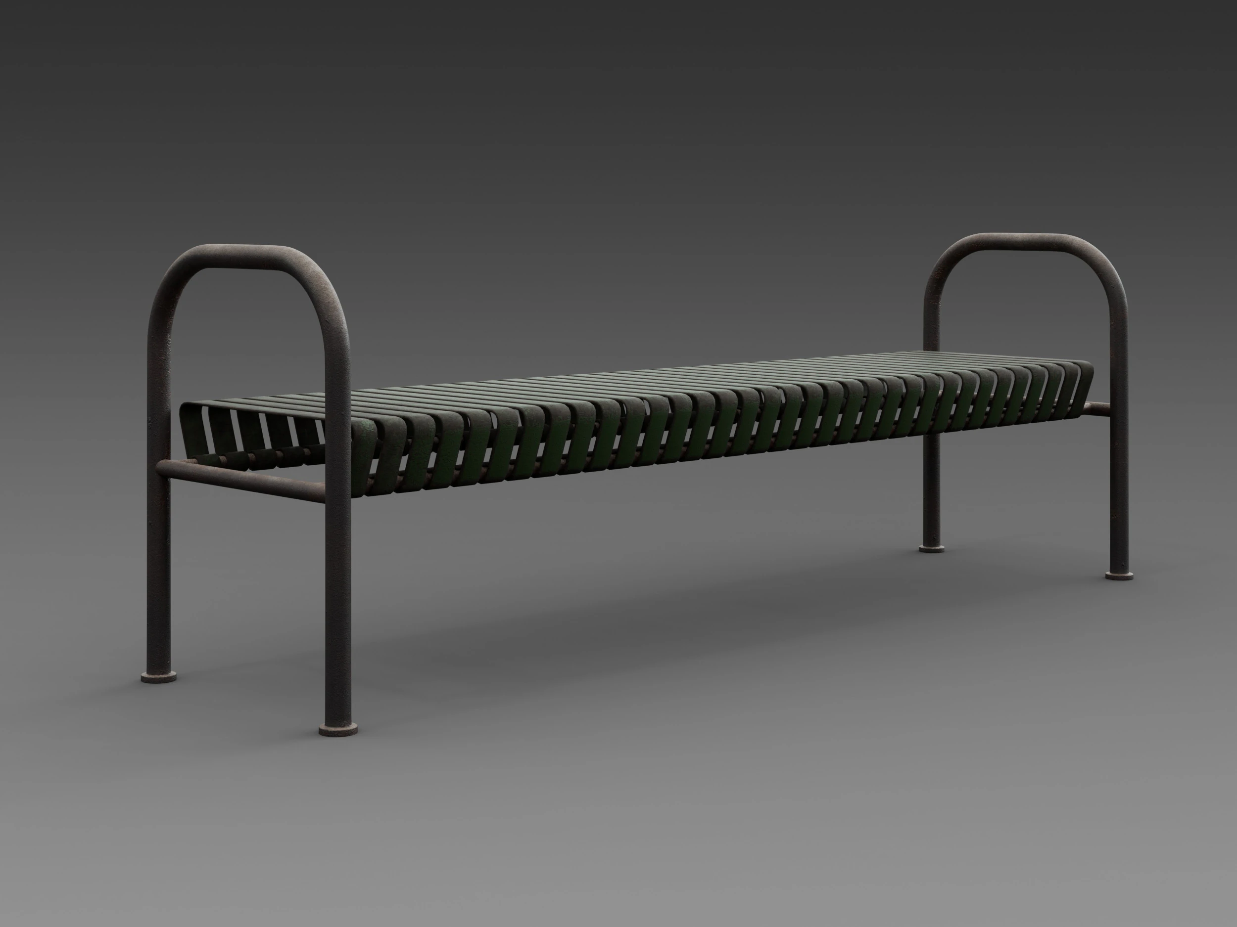 Rustic Metal Bench 3D Model .c4d .max .obj .3ds .fbx .stl .blend 