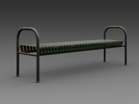 Rustykalna metalowa ławka Model 3D