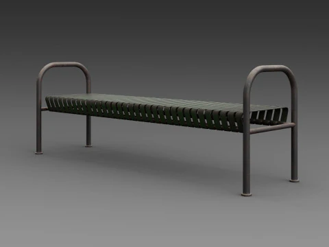 Rustic Metal Bench 3D Model