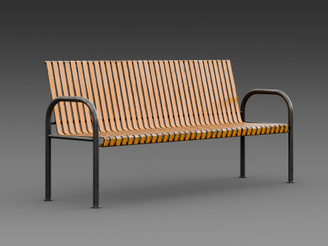 Banco rústico laranja Modelo 3D