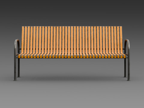 质朴的橙色长凳 3D 模型