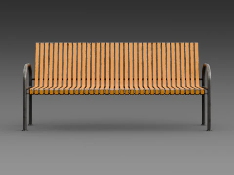 Rustic orange bench 3D Model
