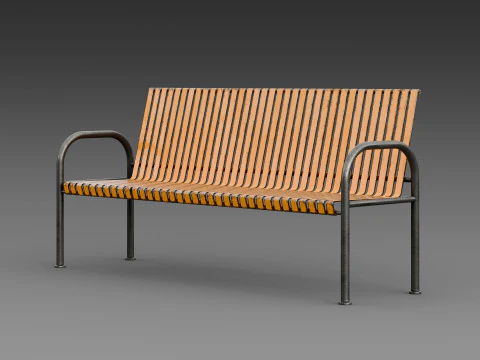 Rustic orange bench 3D Model