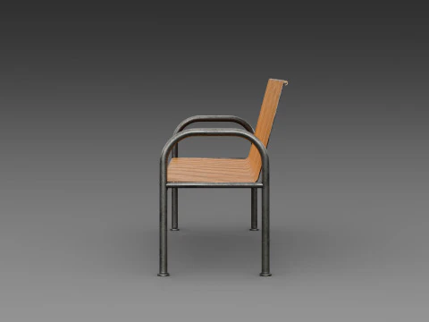 Rustic orange bench 3D Model