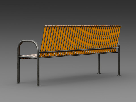 质朴的橙色长凳 3D 模型