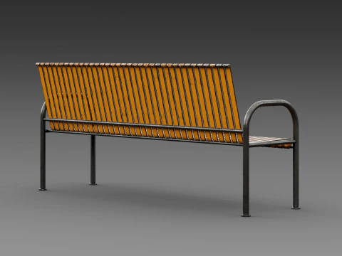 Rustic orange bench 3D Model