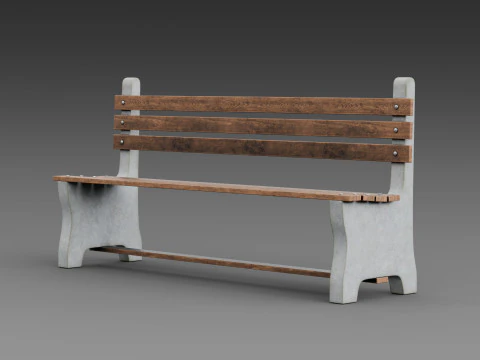 Panca rustica in cemento Modello 3D