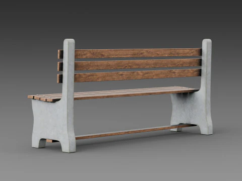 Panca rustica in cemento Modello 3D