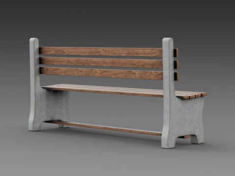 Panca rustica in cemento Modello 3D