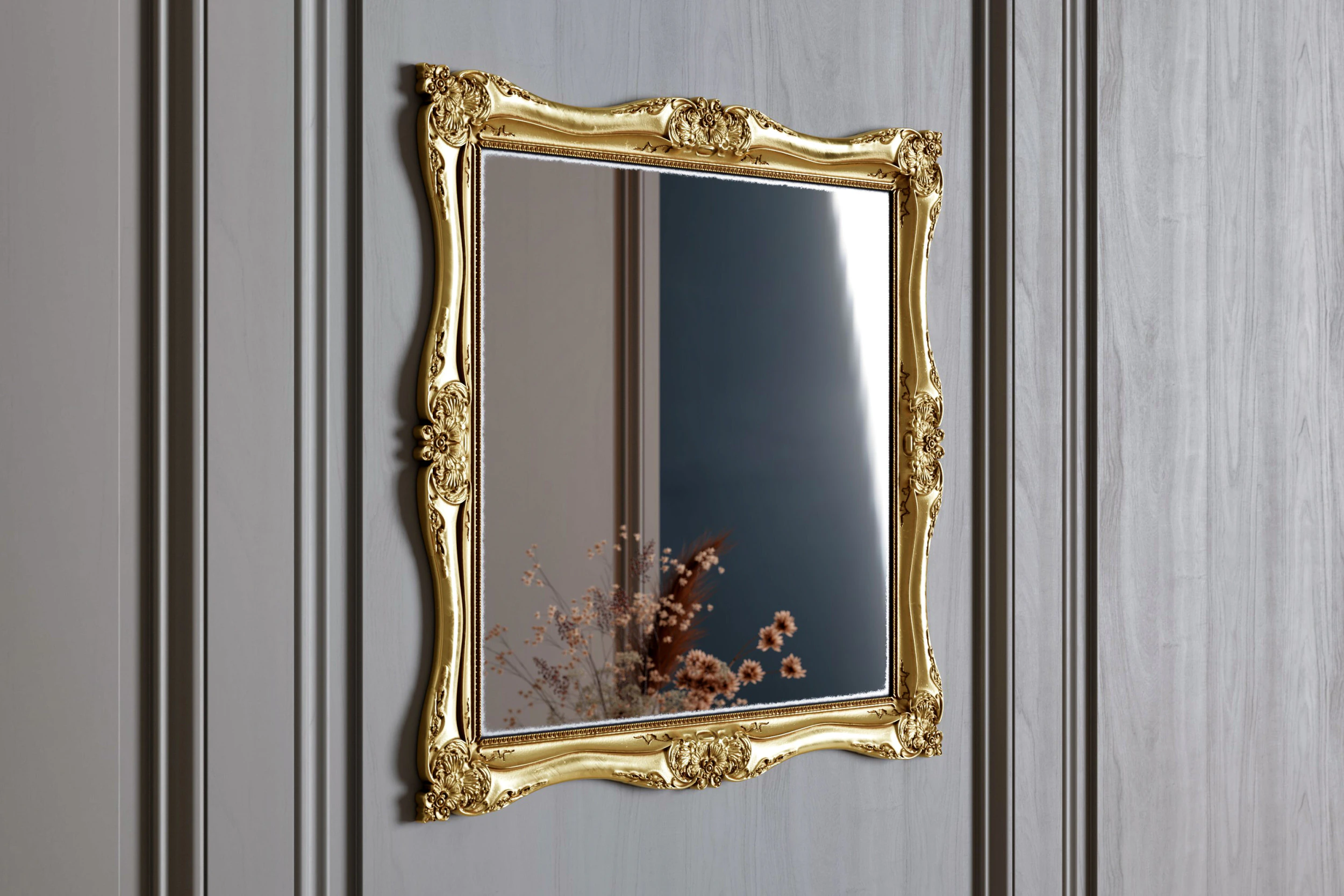 Baroque Gold Mirror 3D Model .c4d .max .obj .3ds .fbx .stl .blend 
