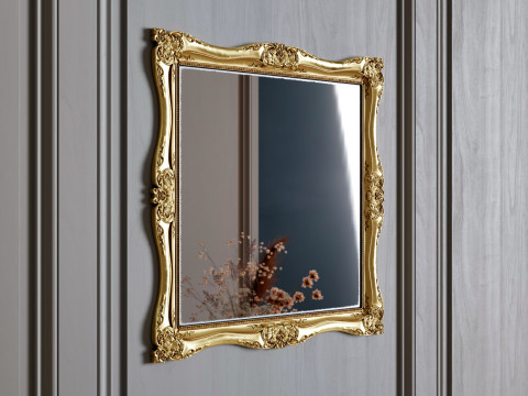 Miroir baroque doré Modèle 3D