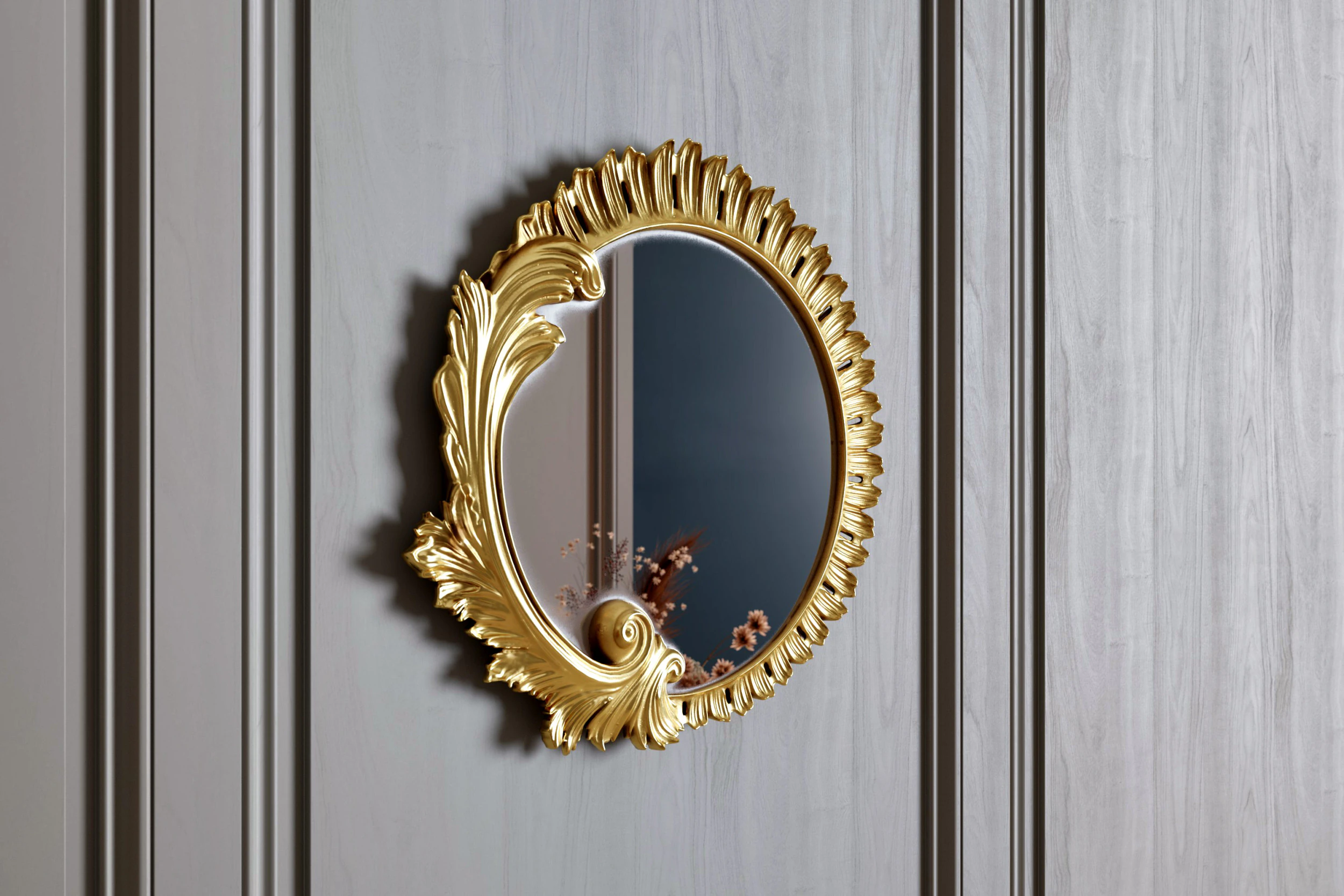 Ornate Round Baroque Mirror 3D Model .c4d .max .obj .3ds .fbx .stl .blend