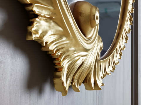 Specchio barocco rotondo decorato Modello 3D