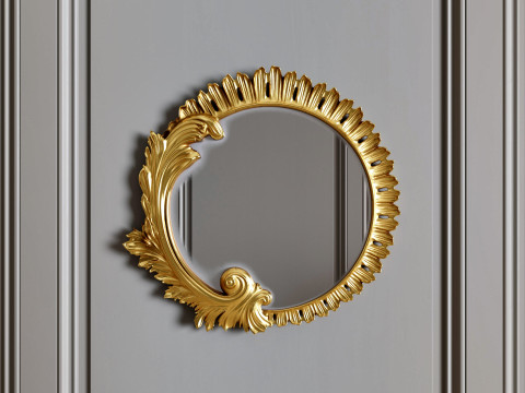 Specchio barocco rotondo decorato Modello 3D