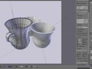 3 white porcelain tea cups on a gray background Model 3D
