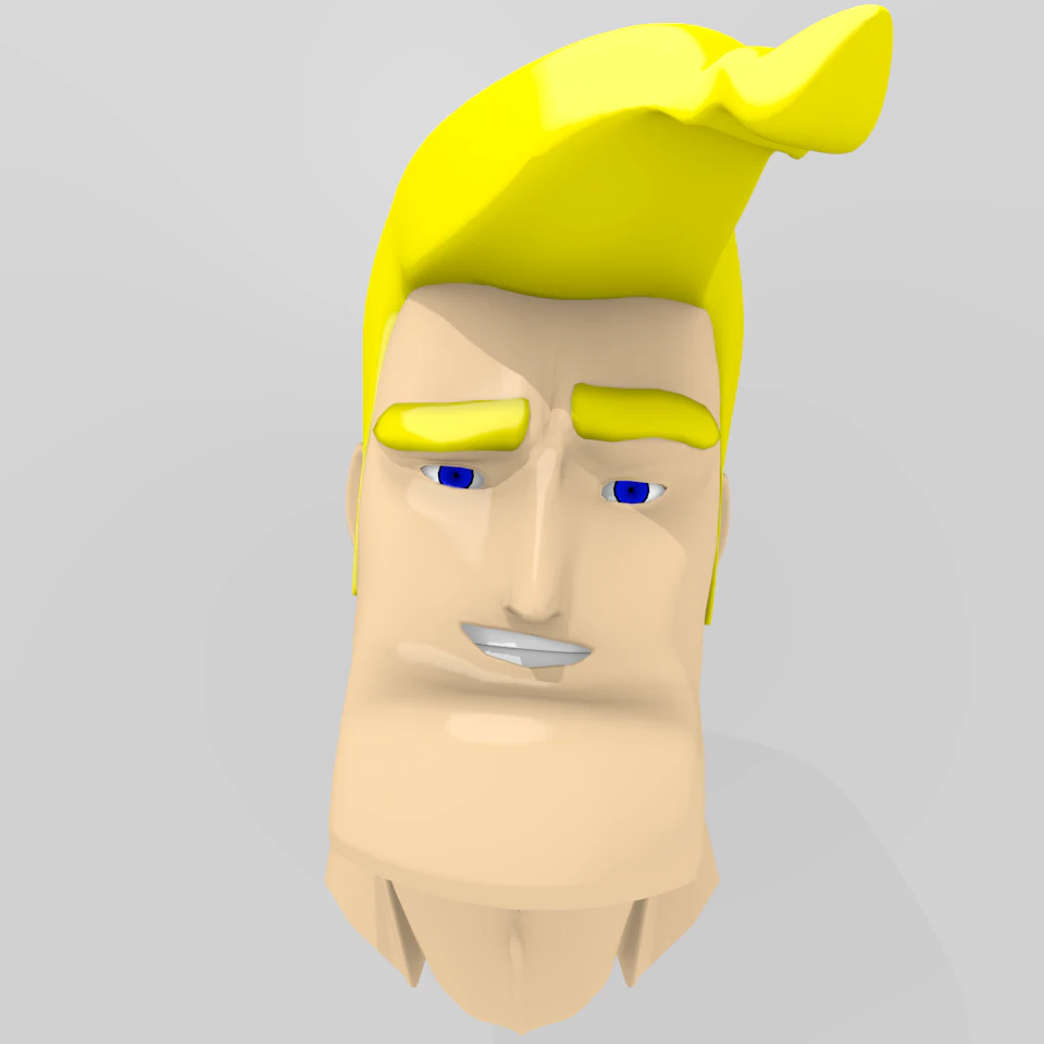 cartoon handsome guy head rigged 3D Model .c4d .max .obj .3ds .fbx .stl .blend 