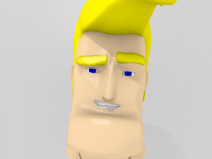 cartoon handsome guy head rigged 3D Model
