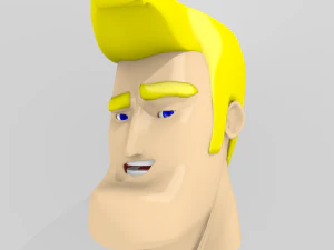 cartoon handsome guy head rigged 3D Model