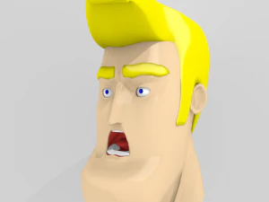 cartoon handsome guy head rigged 3D Model