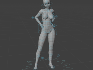 Stylized humanoid base mesh - female -rigged- 3D Model
