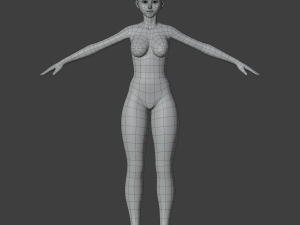 Stylized humanoid base mesh - female 3D Model