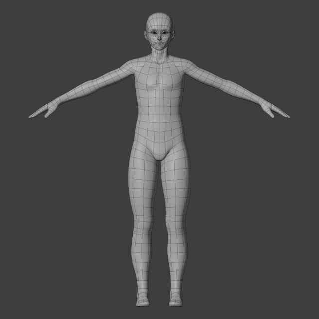 Stylized humanoid base mesh - male 3D 모델 .c4d .max .obj .3ds .fbx .stl .blend 