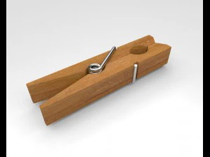 molletta di legno Modello 3D