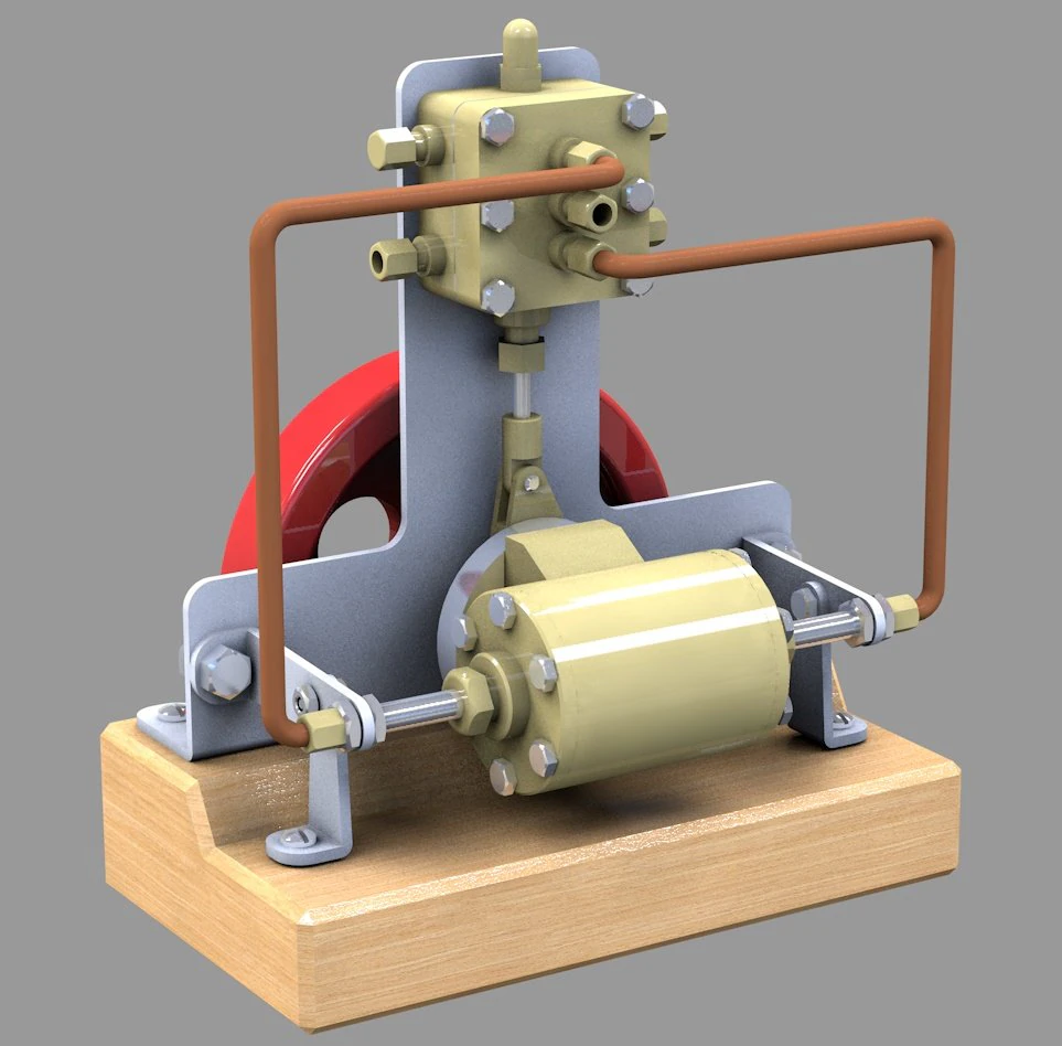 experimental steam engine with horizontal moving cylinder 3D Model .c4d .max .obj .3ds .fbx .stl .blend