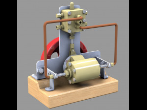 experimental steam engine with horizontal moving cylinder 3D Model
