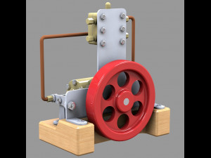 experimental steam engine with horizontal moving cylinder 3D मॉडल