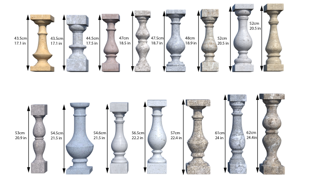 balusters 15 pack 3D Model .c4d .max .obj .3ds .fbx .stl .blend 