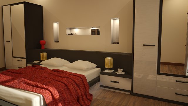 modern bedroom 3D Модель .c4d .max .obj .3ds .fbx .stl .blend 