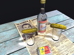 russian vodka set 3D Model