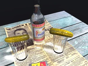 russian vodka set 3D Model
