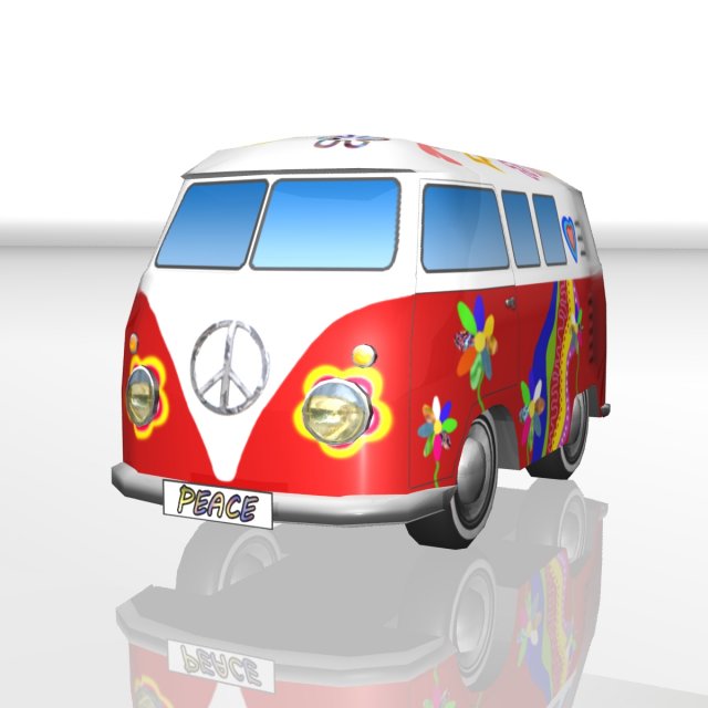 toy car hippie-bus 3D Model .c4d .max .obj .3ds .fbx .stl .blend 