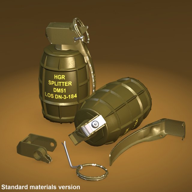 dm51 hand grenade 3D Модель .c4d .max .obj .3ds .fbx .stl .blend 