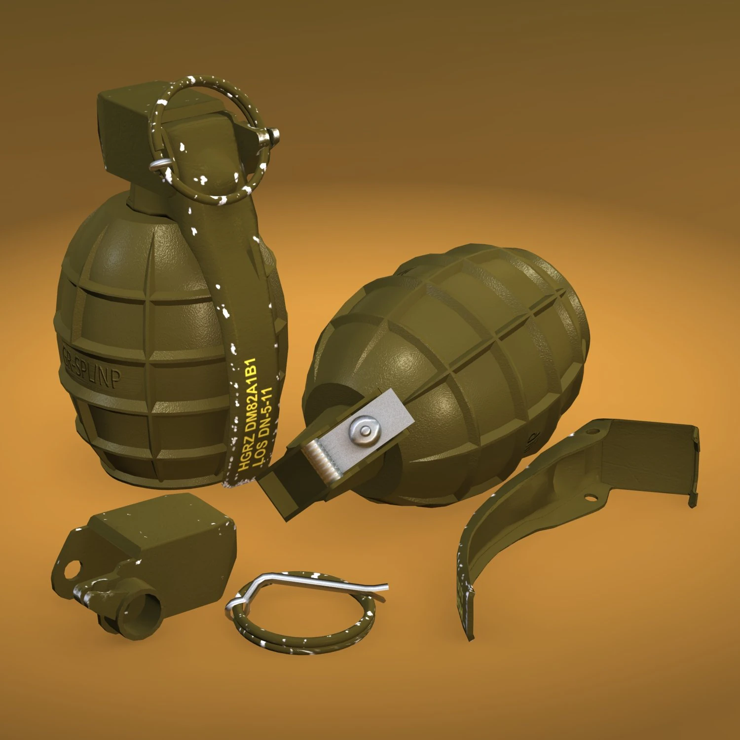 m-dn 11 hand grenade 3D Model .c4d .max .obj .3ds .fbx .stl .blend 