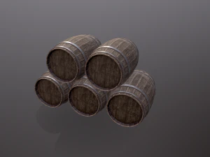 Old Wooden Barrel 3D Model