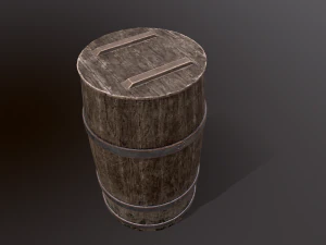 Old Wooden Barrel 3D Model