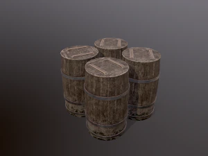 Old Wooden Barrel 3D Model