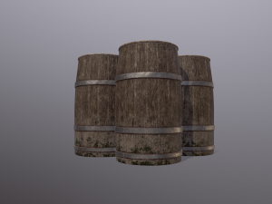 Old Wooden Barrel 3D Модель