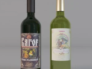 bottle with wine 3D Model