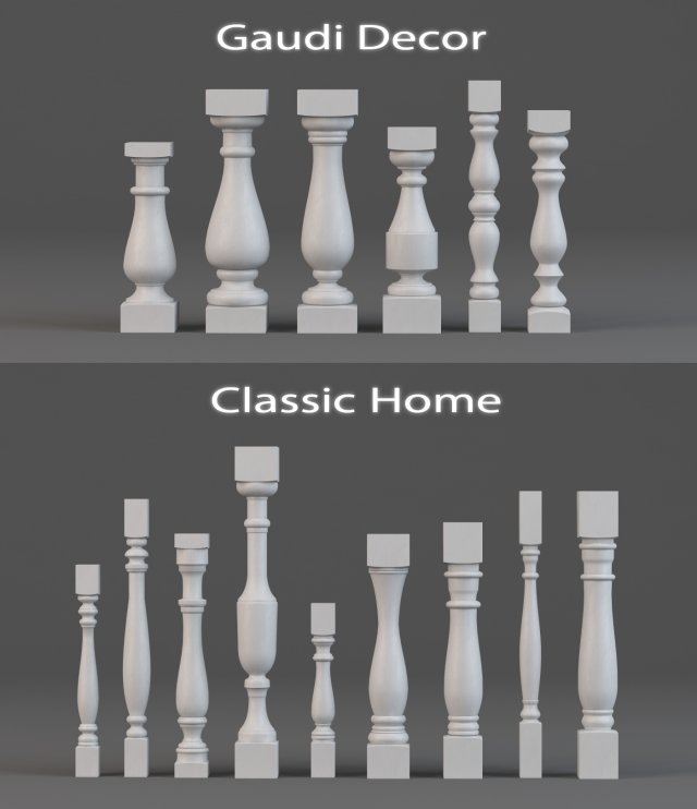 balusters gaudi decor classic home 3D Модель .c4d .max .obj .3ds .fbx .stl .blend 