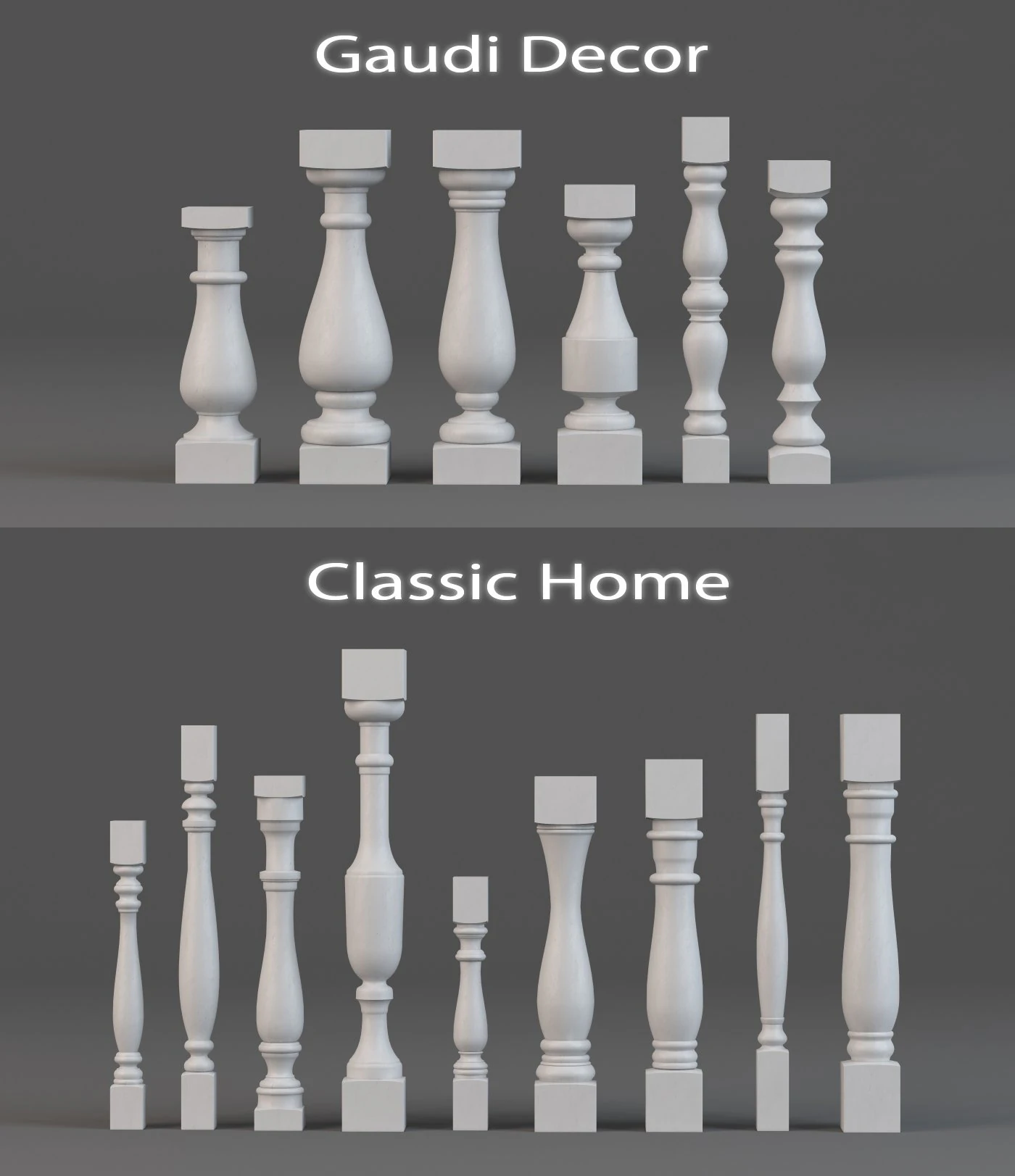 balusters gaudi decor classic home 3D Model .c4d .max .obj .3ds .fbx .stl .blend 