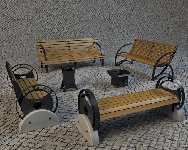 benches and urns 3Dモデル .c4d .max .obj .3ds .fbx .stl .blend 