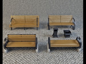 benches and urns 3Dモデル