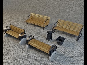 benches and urns 3Dモデル