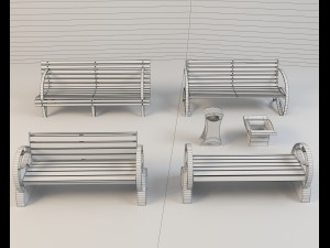 benches and urns 3Dモデル