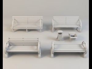 benches and urns 3Dモデル